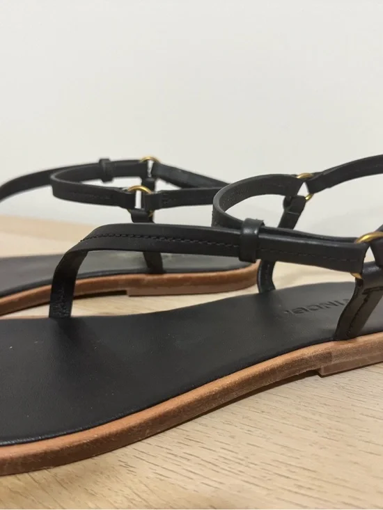 Vince Black Leather Toe-Loop Ankle-Strap Sandals - Picture 4 of 5